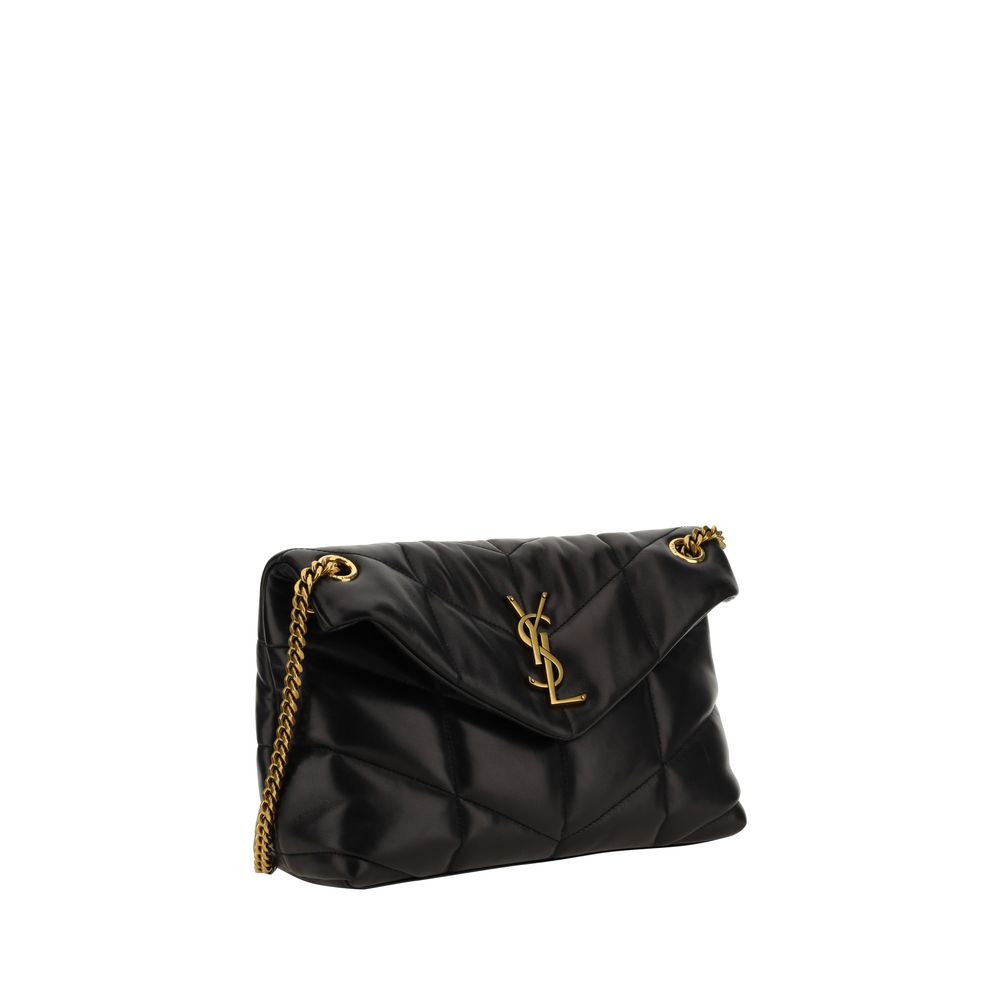 Saint Laurent Schwarze Lammleder-Schultertasche Ovis Aries Aries