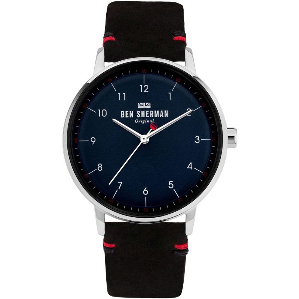 Ben Sherman Schwarze Lederuhr
