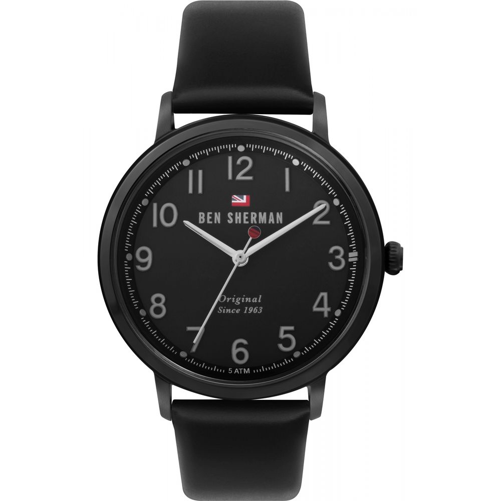 Ben Sherman Schwarze Lederuhr