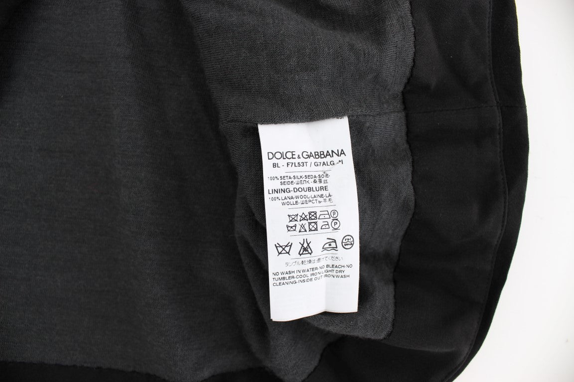 Dolce &amp; Gabbana black silk blouse top with floral print