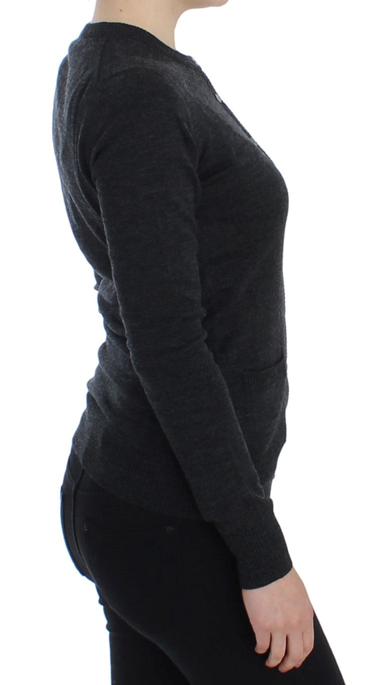 Dolce &amp; Gabbana grey wool button-front sweater