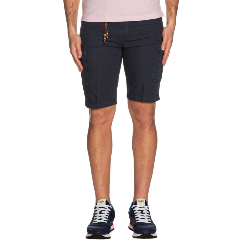 Yes Zee Blue Cotton Men's Bermuda Shorts