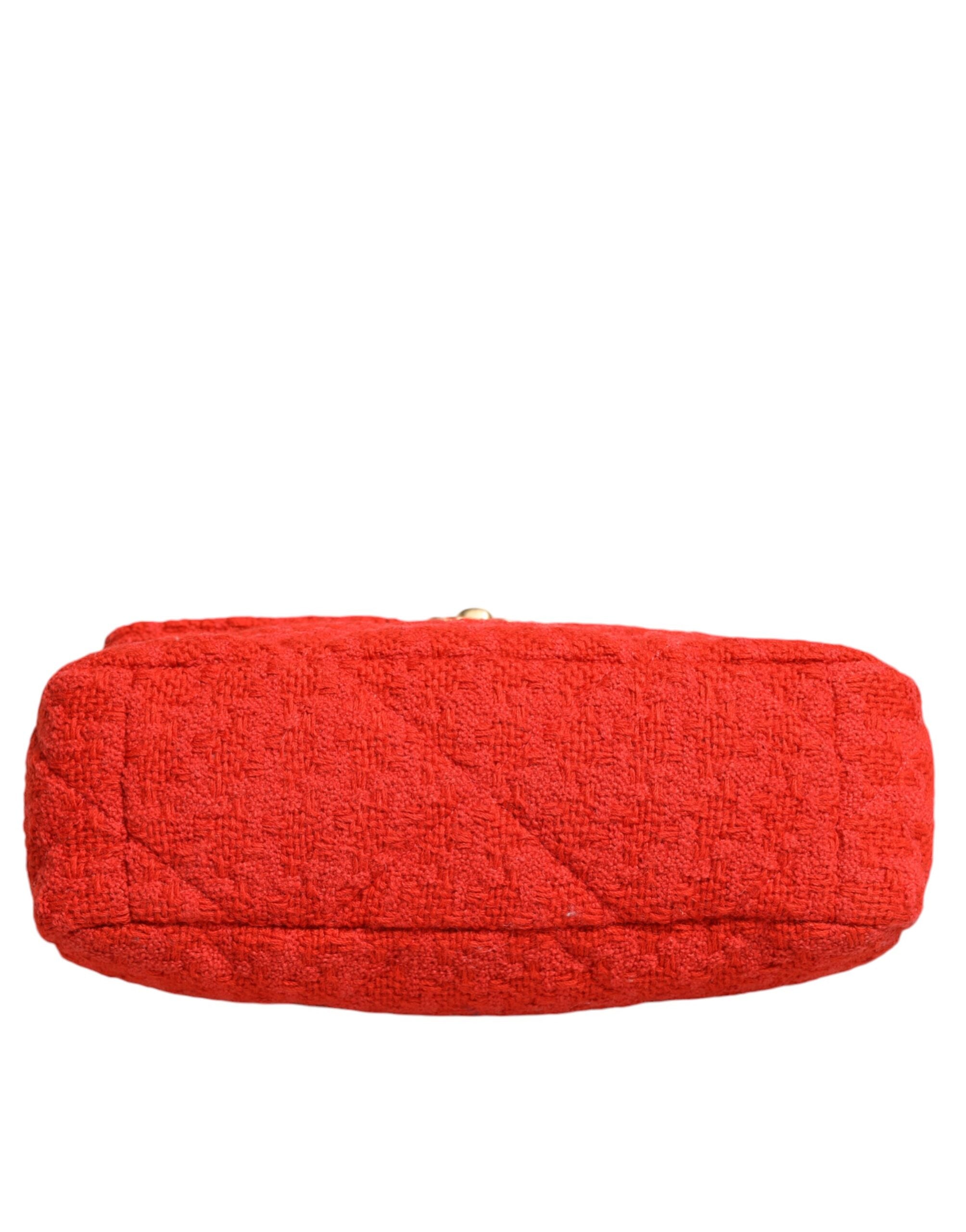 Chanel Rote Tweed 2WAY Handkette Mittlere Umhängetasche Geldbörse