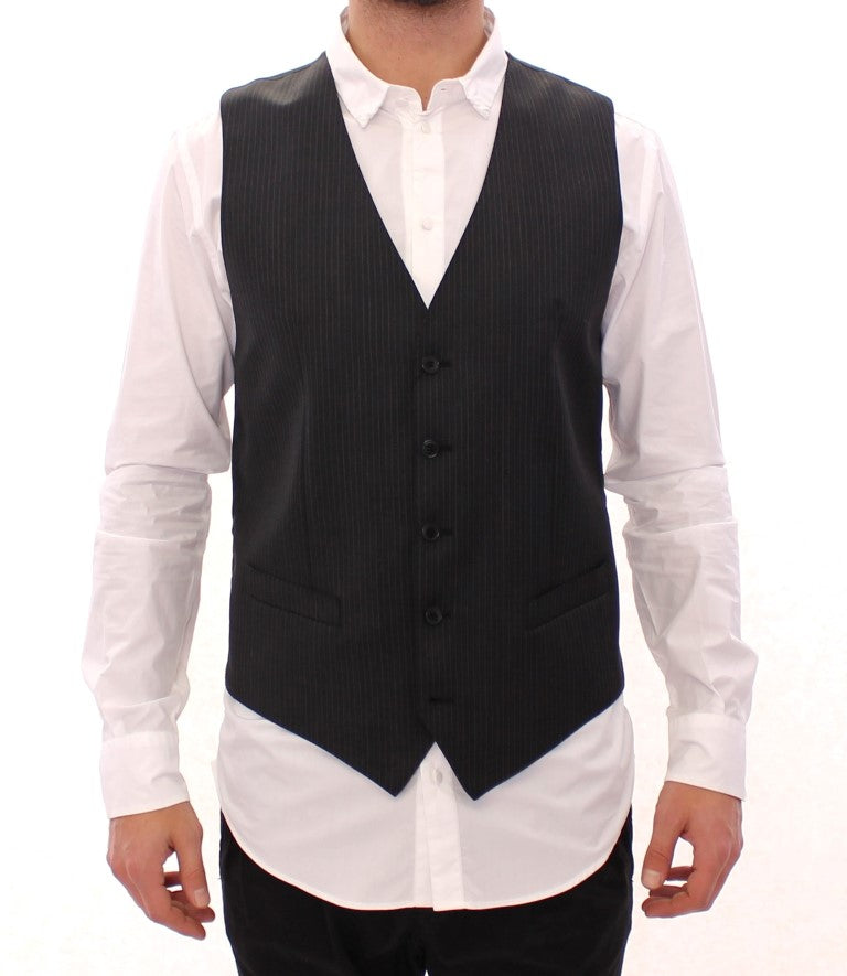 Dolce &amp; Gabbana Gray striped single-breasted wool vest