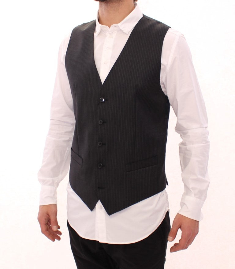 Dolce &amp; Gabbana Gray striped single-breasted wool vest