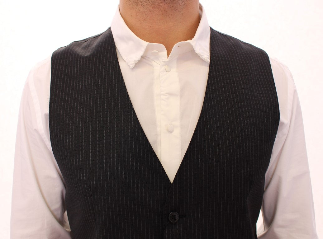 Dolce &amp; Gabbana Gray striped single-breasted wool vest