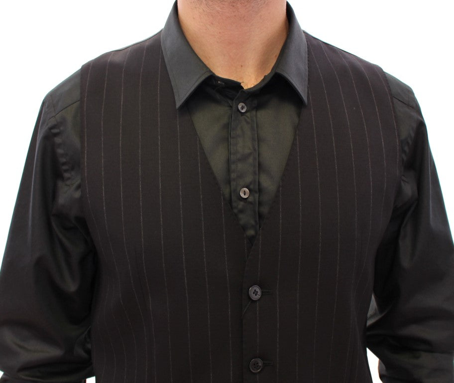 Dolce &amp; Gabbana Black striped wool logo vest