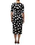 Resmi galeri görüntüleyiciye yükleyin, Dolce & Gabbana Schwarz Weiß Seide Polka Dots Etuikleid Midikleid

