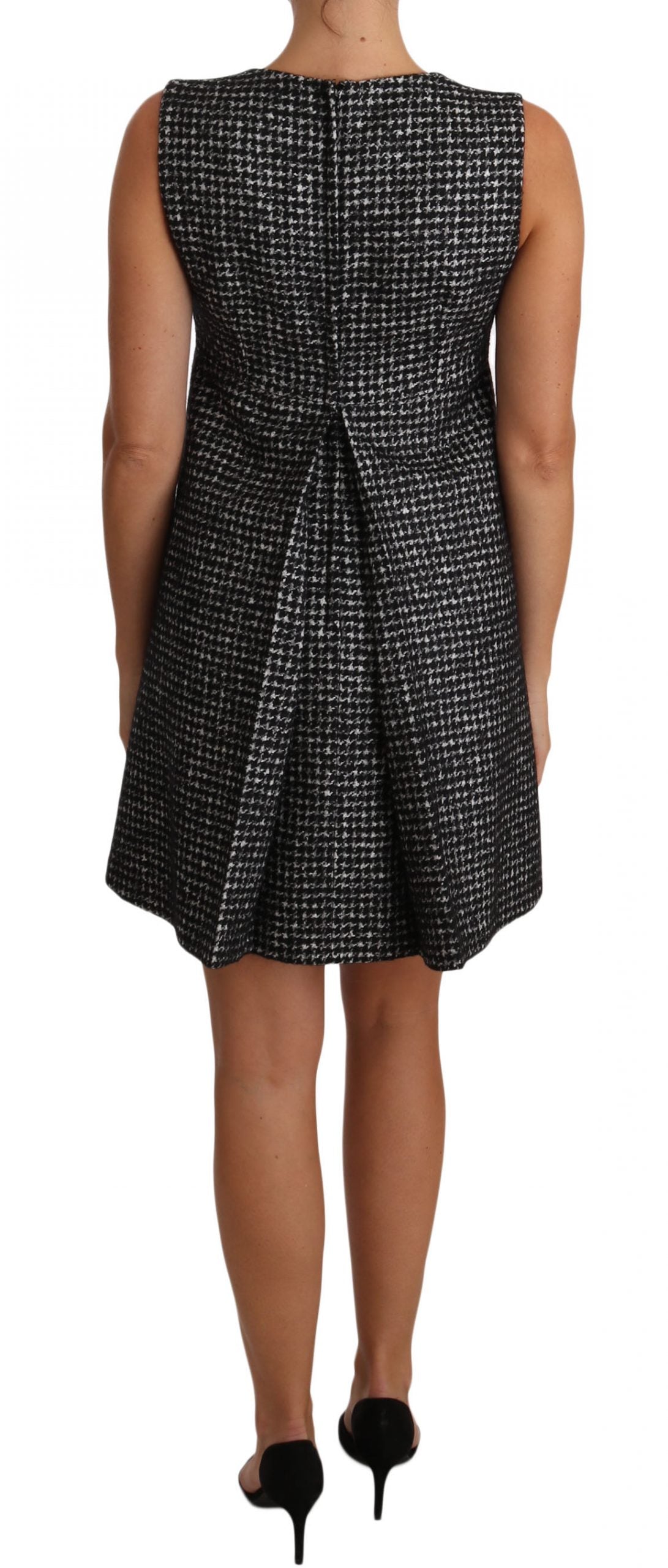 Dolce &amp; Gabbana grey houndstooth mini dress with floral appliqués