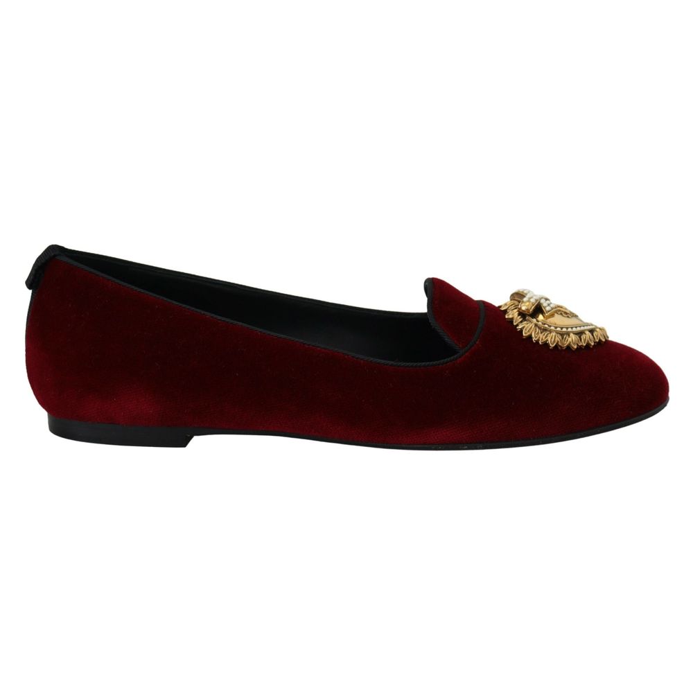 Dolce &amp; Gabbana Bordo Pamuklu Düz Ayakkabı