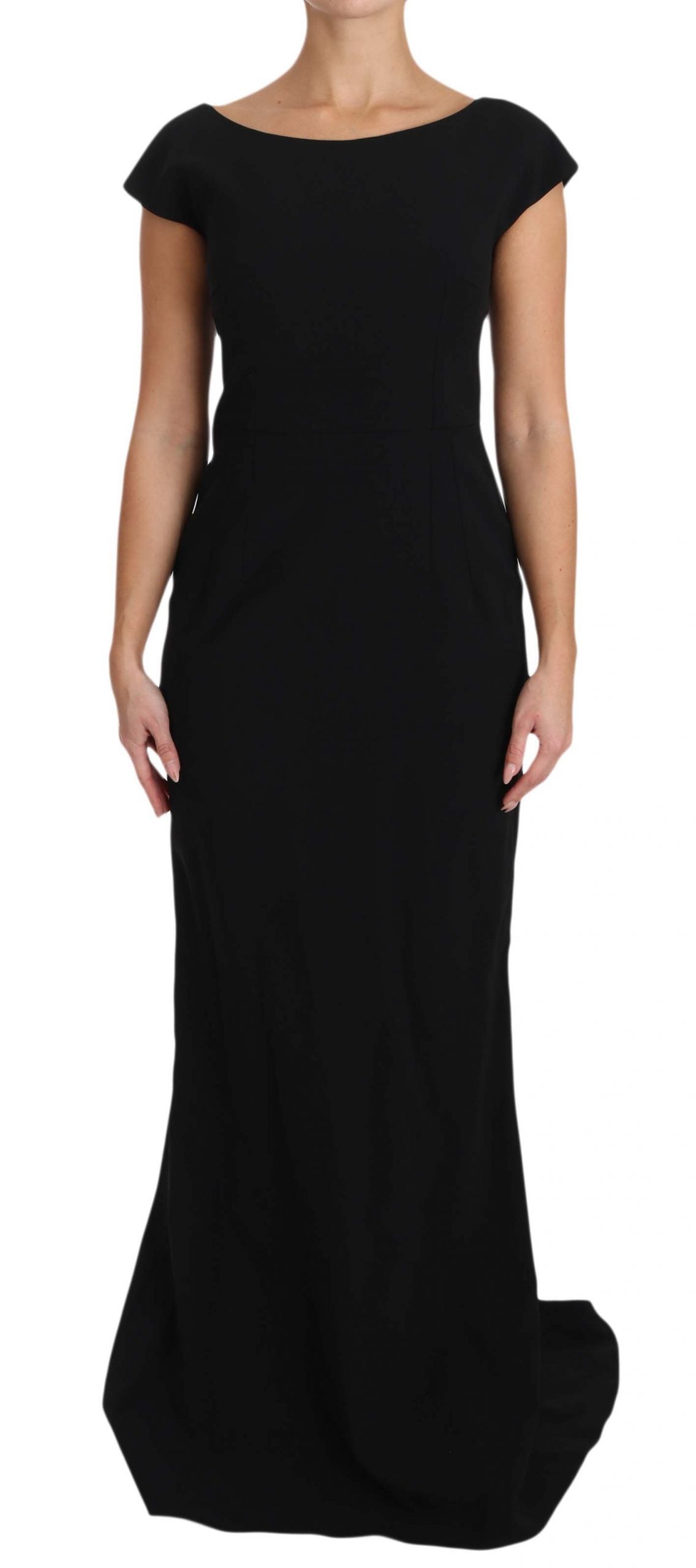 Dolce &amp; Gabbana Black Stretch Maxi Dress with Flared Trousers