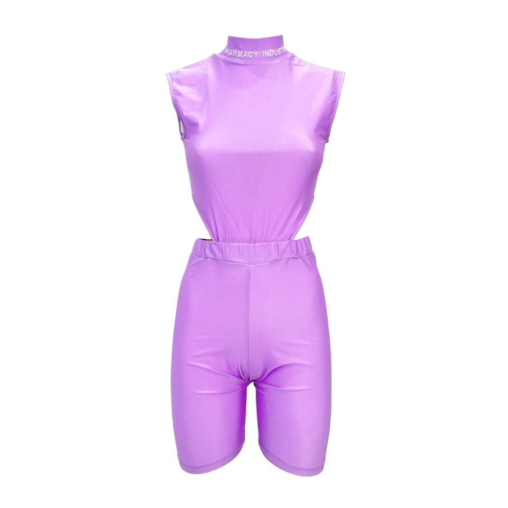 Eczacılık Endüstrisi Mor Polyester Kadın Kolsuz Eşofman Takımı