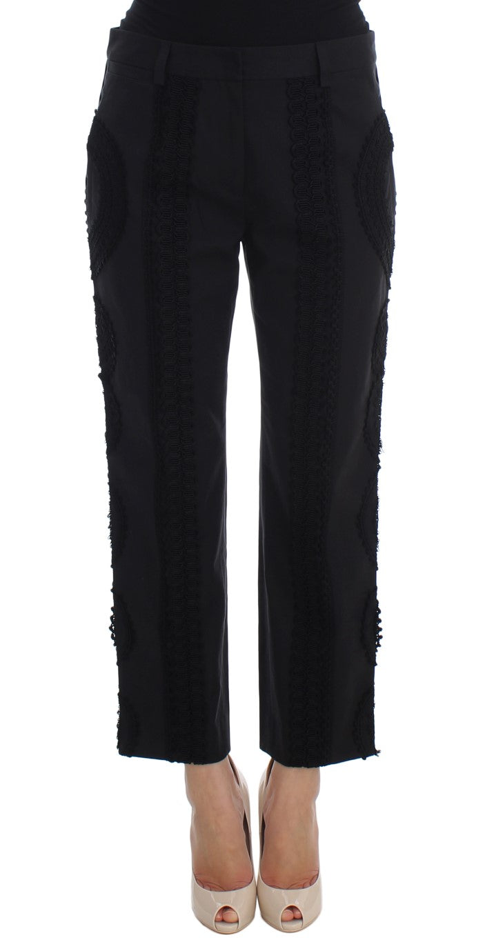 Dolce &amp; Gabbana Black Cotton Stretch Capris Pants