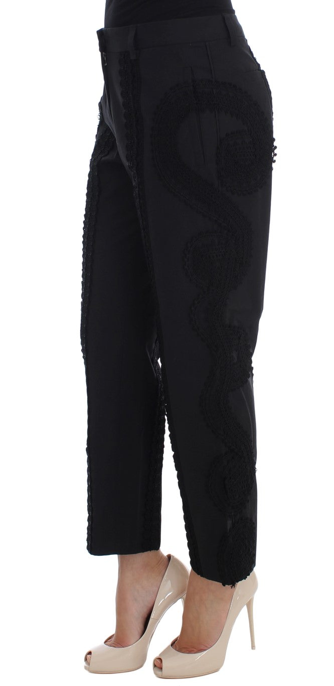 Dolce &amp; Gabbana Black Cotton Stretch Capris Pants