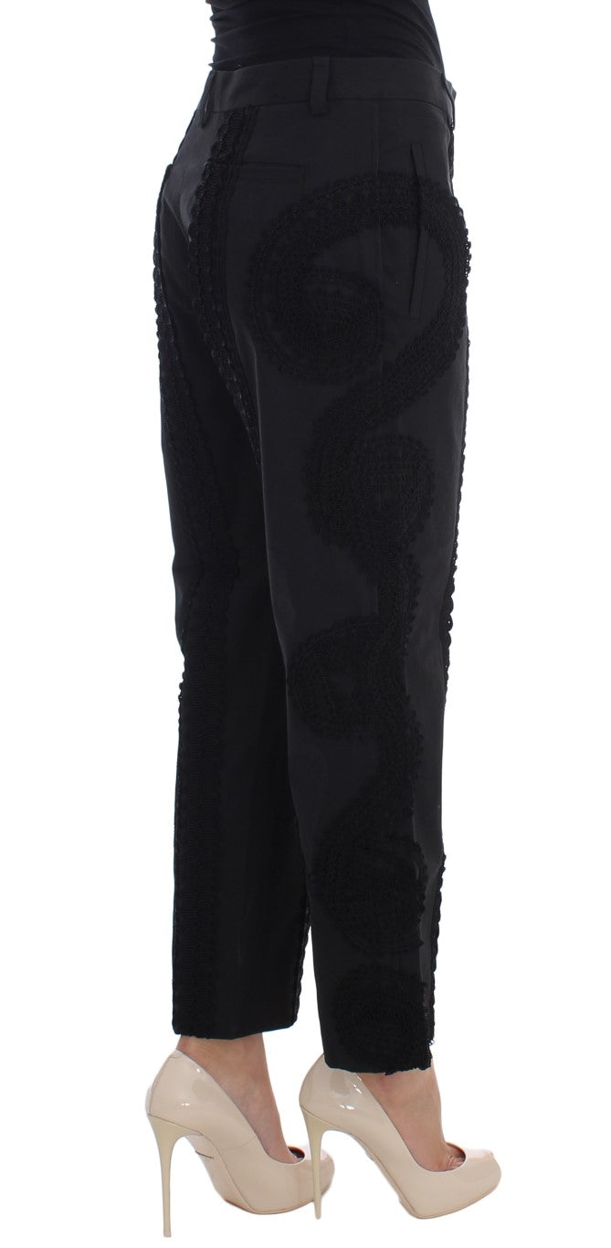 Dolce & Gabbana Schwarze Baumwoll-Stretch-Capris-Hose