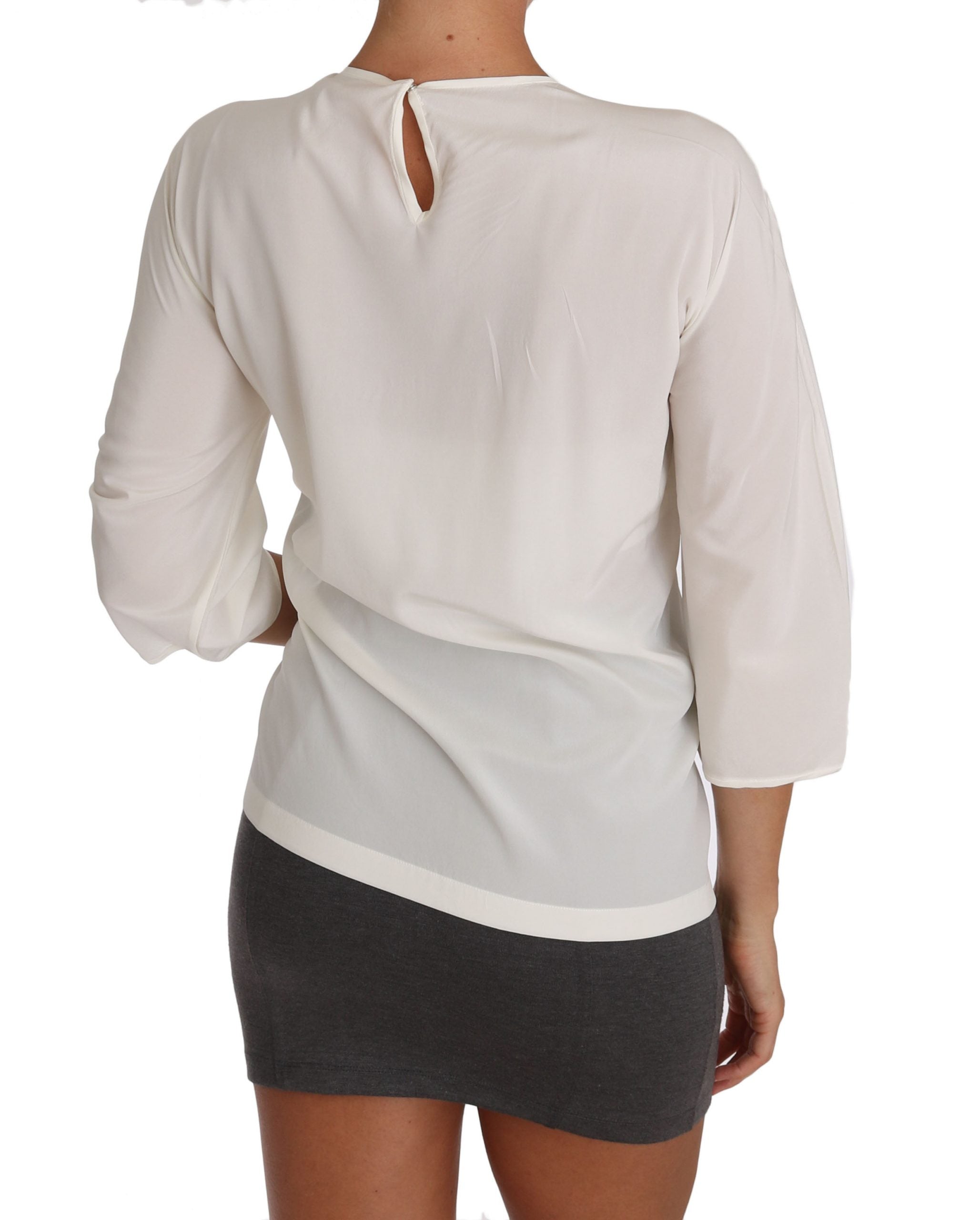 Dolce &amp; Gabbana White Silk T-Shirt #dgfamily Blouse