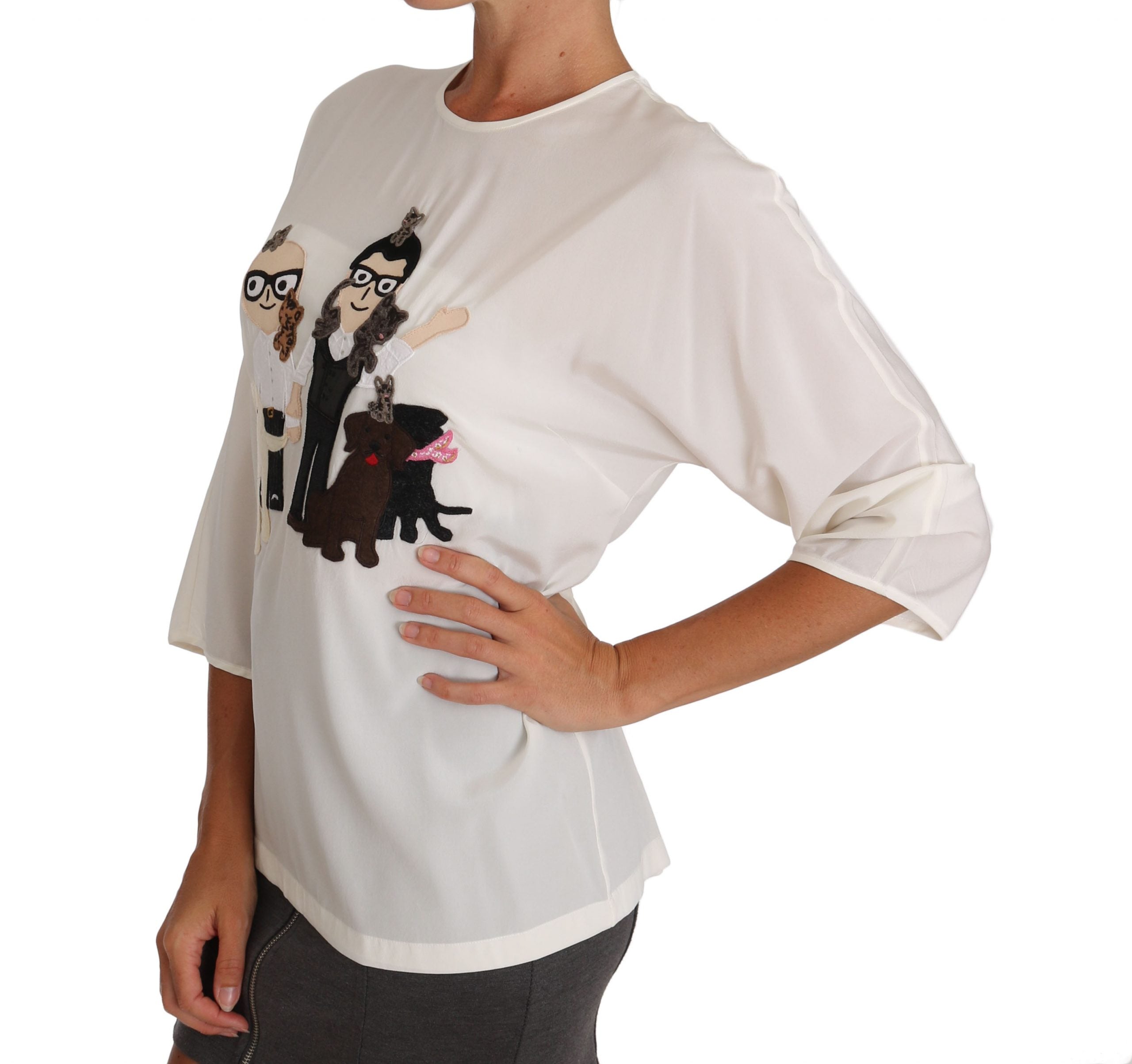 Dolce &amp; Gabbana White Silk T-Shirt #dgfamily Blouse