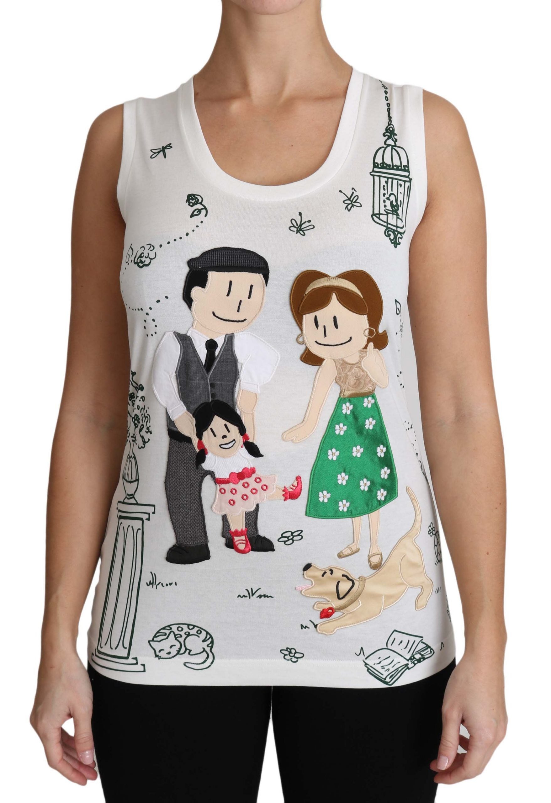 Dolce & Gabbana Weißes Baumwolle #dgfamily Ärmelloses Shirt Tank Top