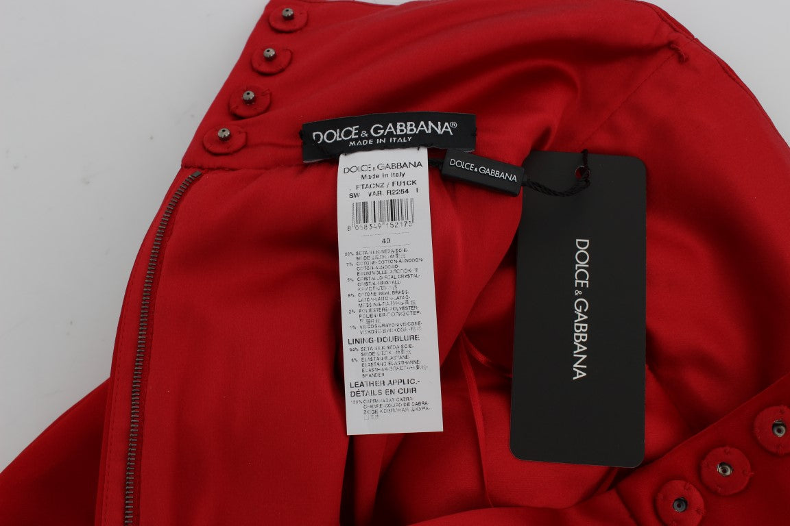 Dolce & Gabbana Rote Seidenkristallrosen Shorts