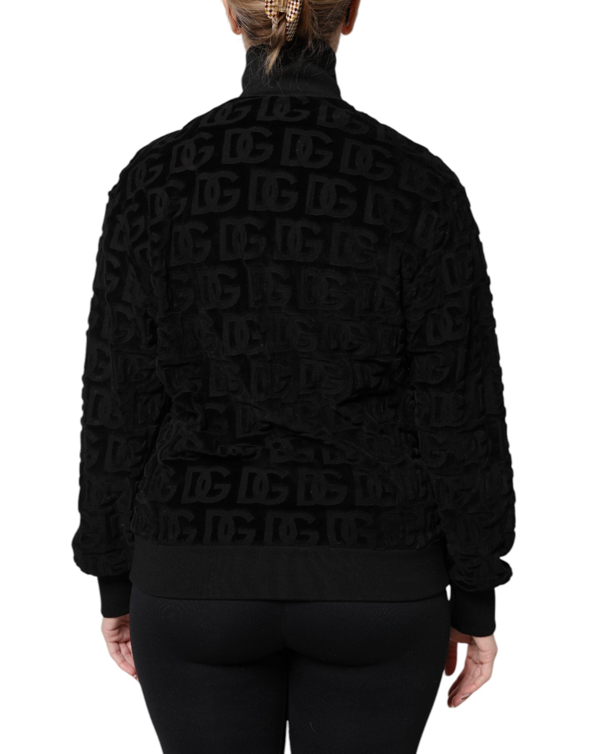 Dolce &amp; Gabbana Siyah Logo Monogram Tam Fermuarlı Bomber Ceket