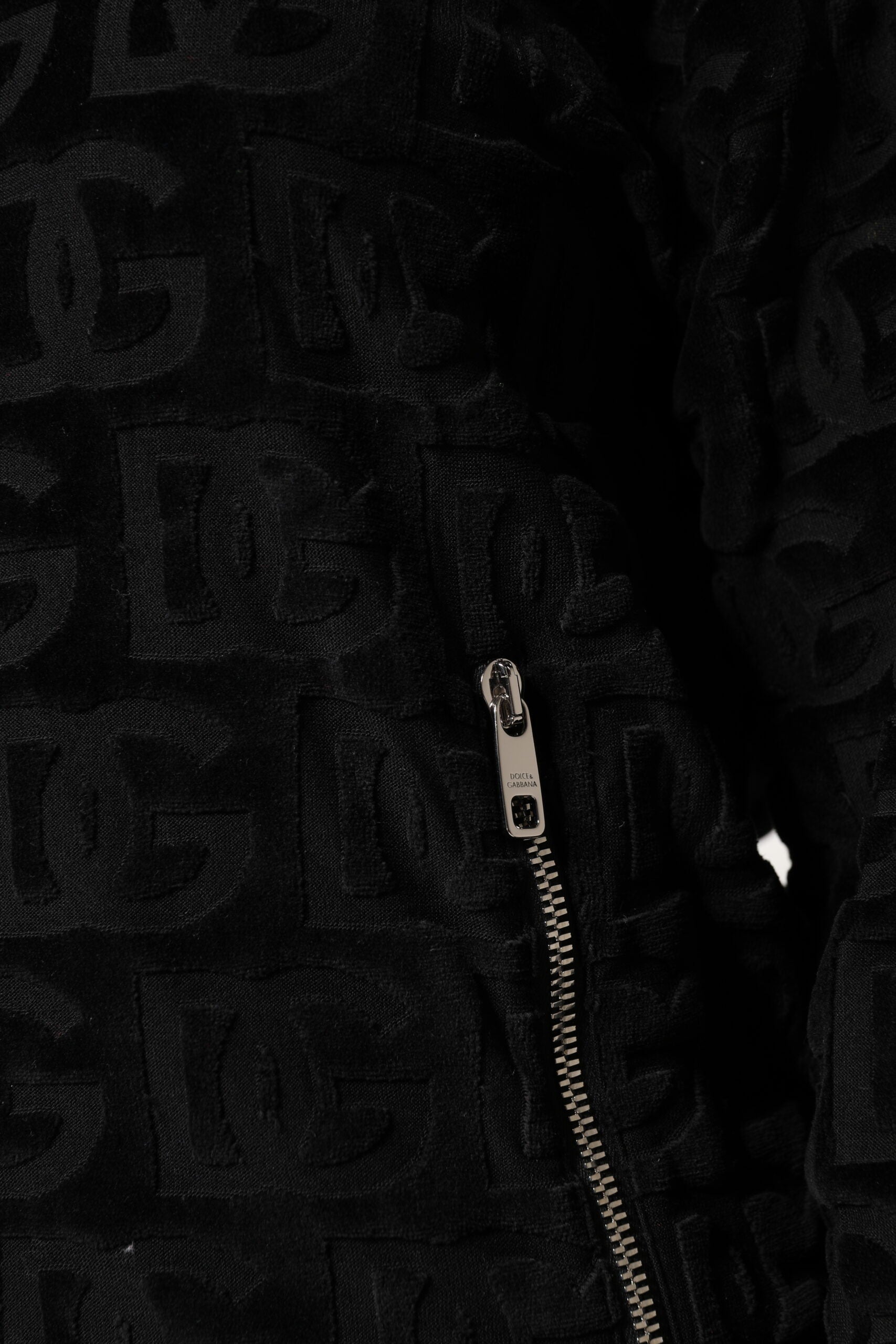 Dolce &amp; Gabbana Siyah Logo Monogram Tam Fermuarlı Bomber Ceket