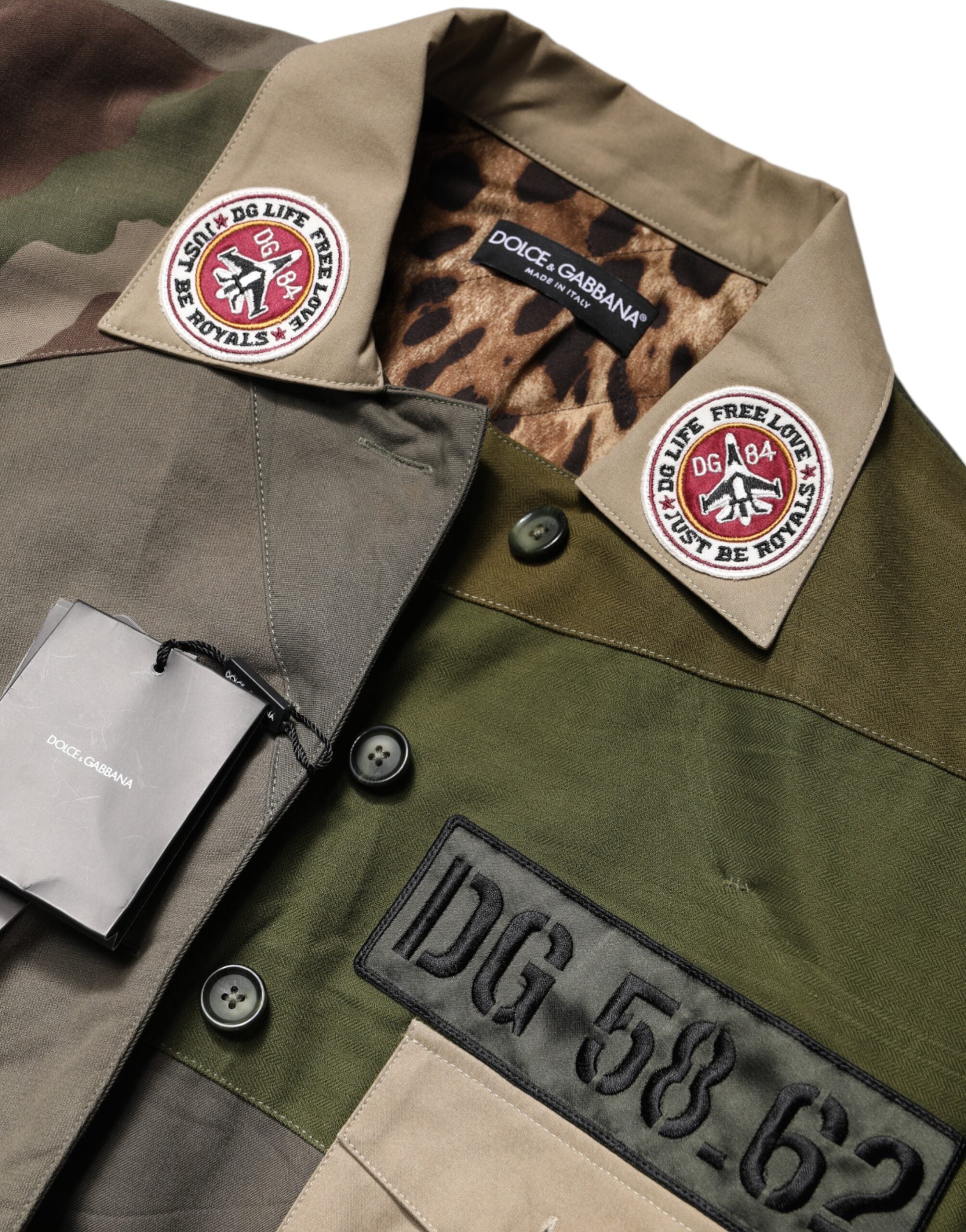 Dolce &amp; Gabbana askeri yeşil pamuklu düğmeli ön ceket