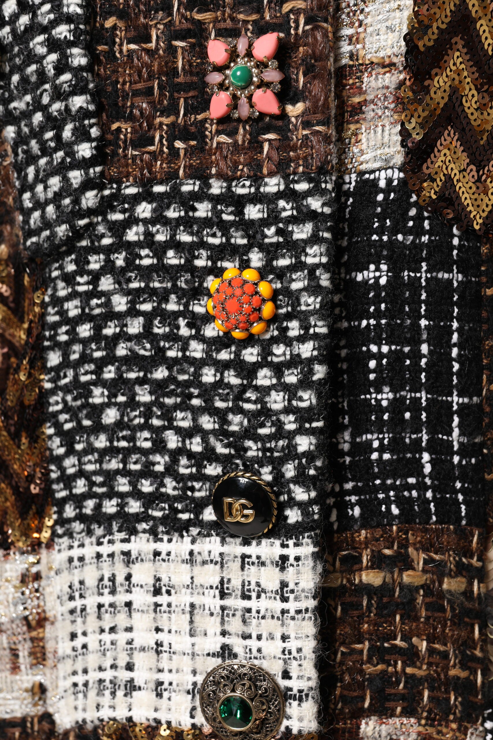 Dolce & Gabbana Multicolor Patchwork Jacke mit Knopfleiste