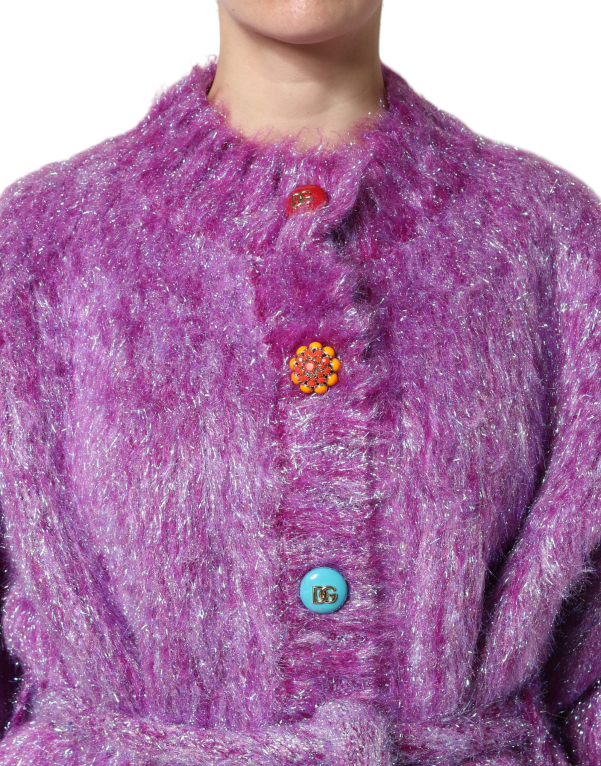 Dolce & Gabbana Lila Trenchcoat-Jacke mit Knopfverzierung