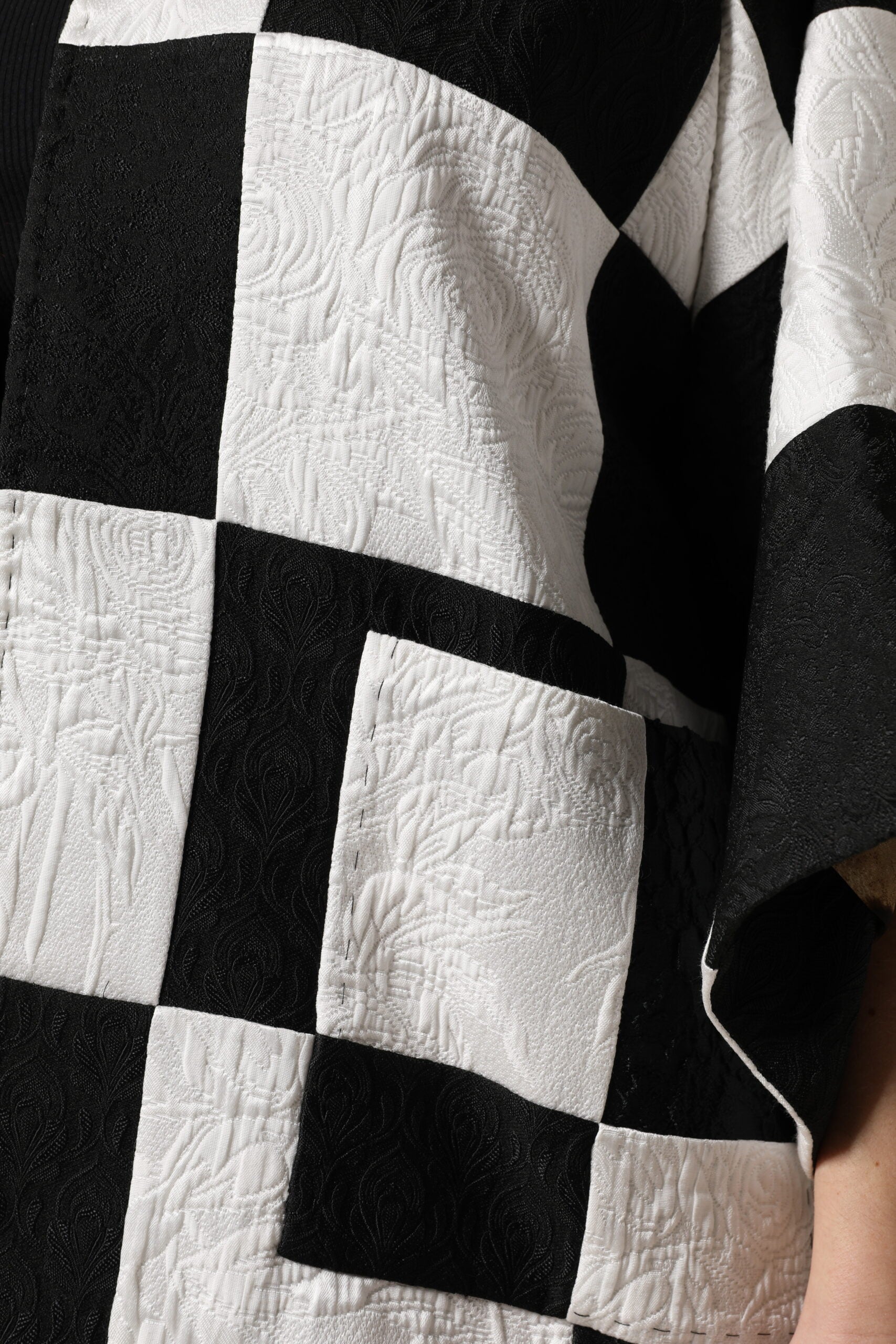 Dolce & Gabbana Weiß Schwarz Patchwork Jacquard Blazer Jacke