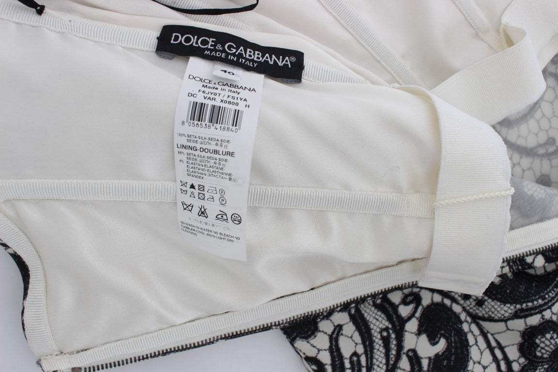Dolce &amp; Gabbana white floral silk lace corset maxi dress
