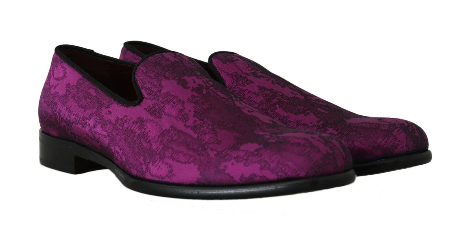 Dolce & Gabbana Lila Jacquard Loafers Kleid Formelle Schuhe