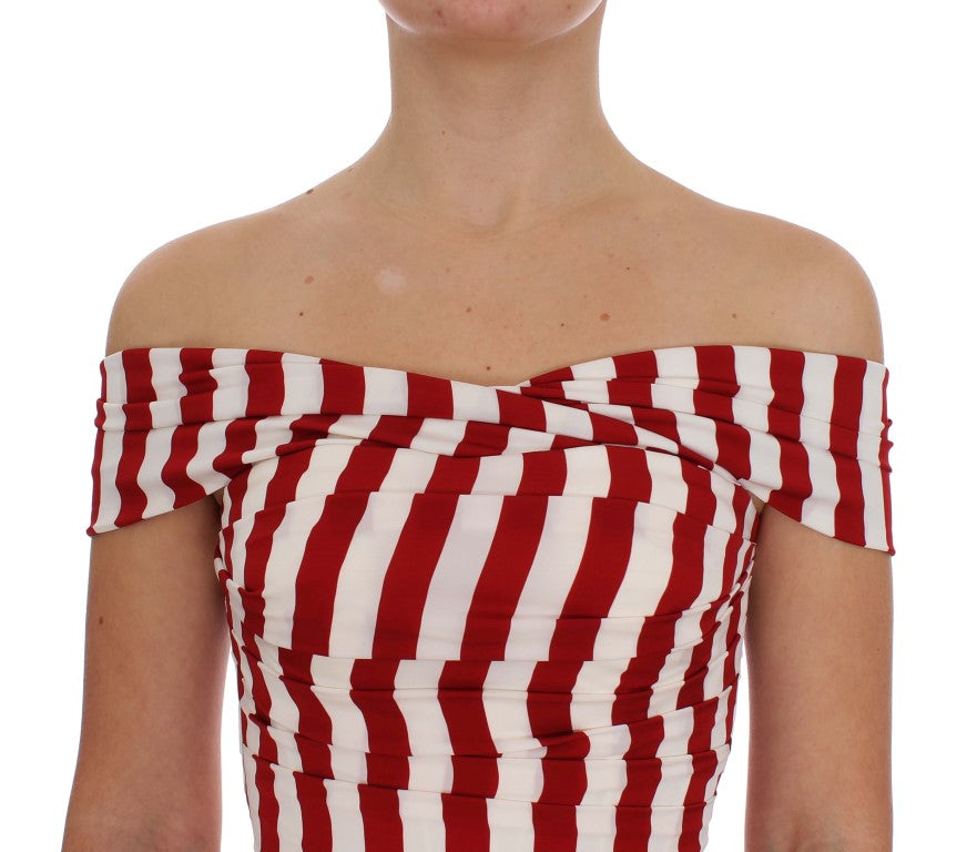 Dolce &amp; Gabbana red and white silk stretch dress