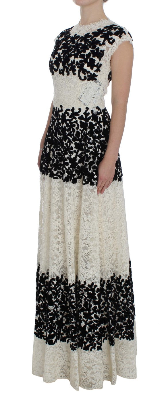 Dolce &amp; Gabbana Long ball maxi dress with floral lace Ricamo