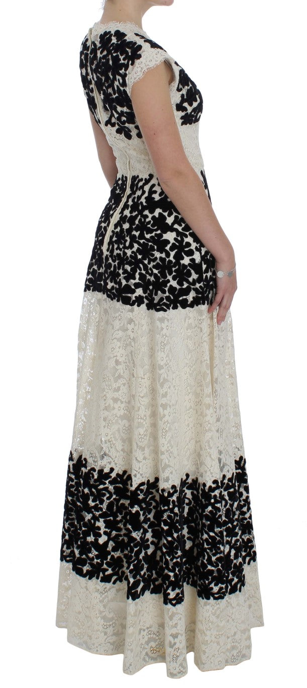 Dolce &amp; Gabbana Long ball maxi dress with floral lace Ricamo