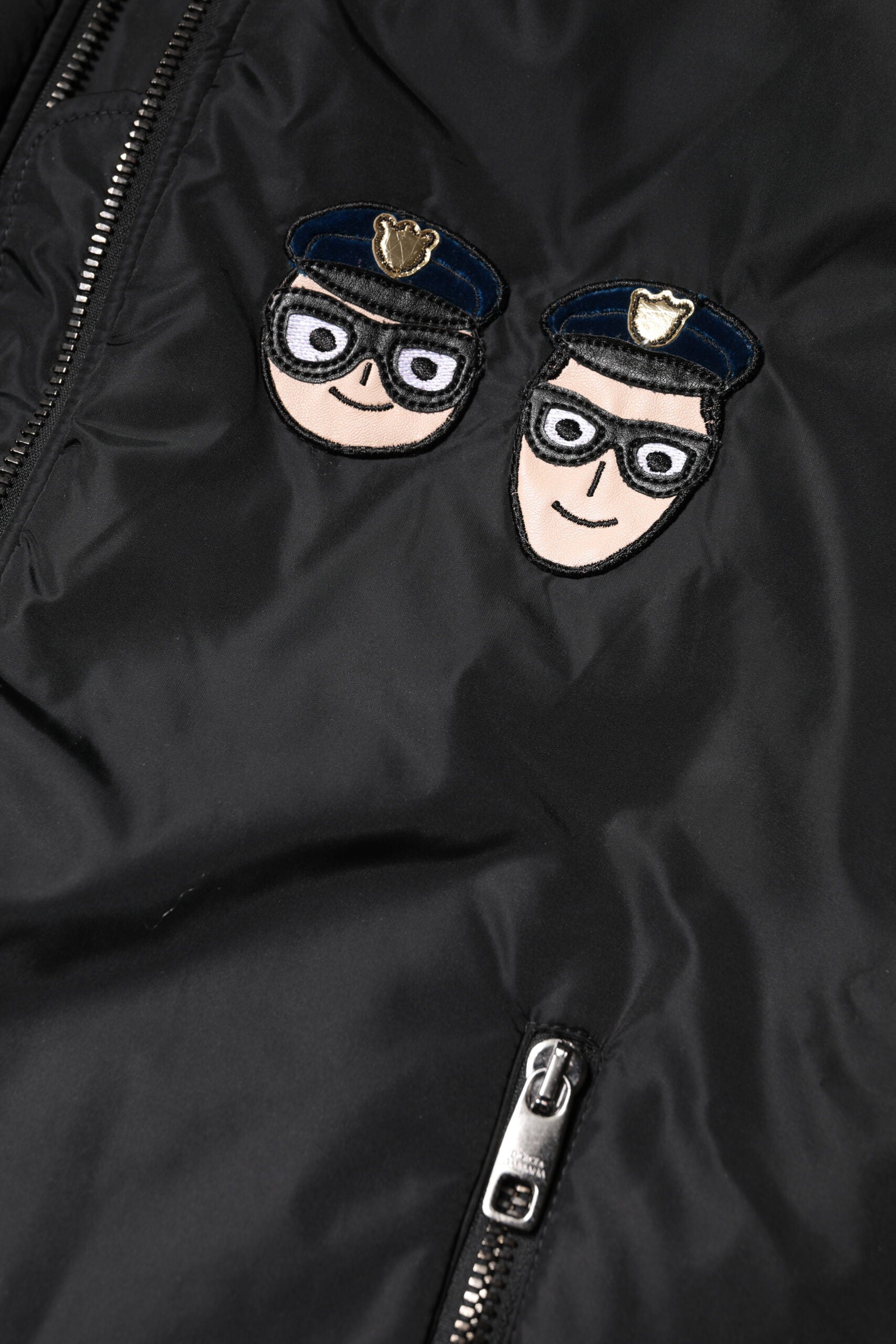 Dolce & Gabbana Schwarze Nylon #DGFamily Bomberjacke mit durchgehendem Reißverschluss