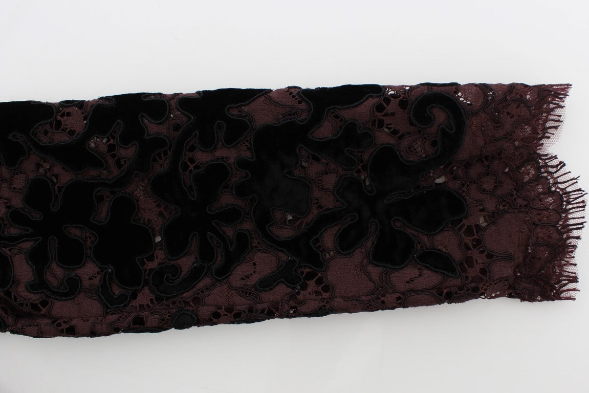 Dolce &amp; Gabbana Lilac Floral Ricamo Lace Maxi Dress