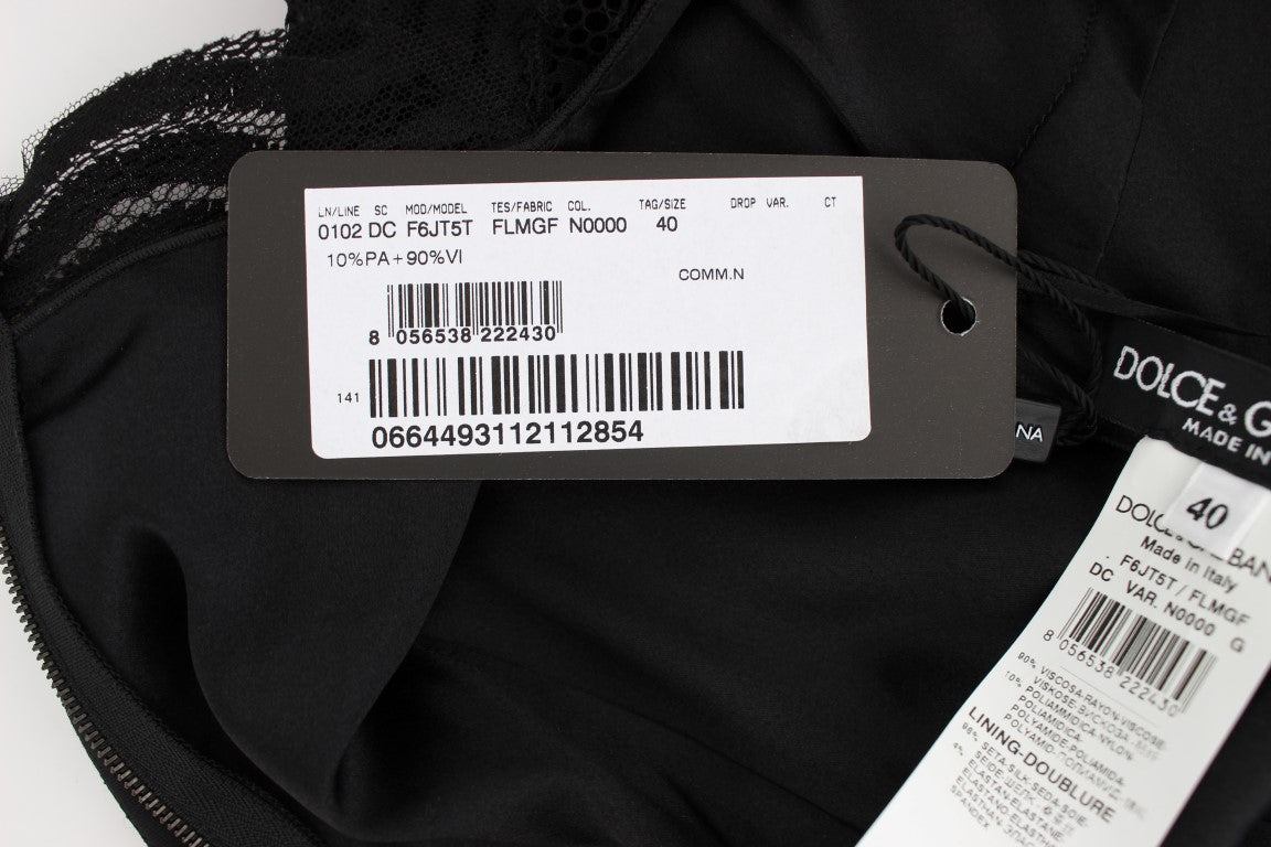 Dolce &amp; Gabbana Black floral lace long ball gown maxi dress