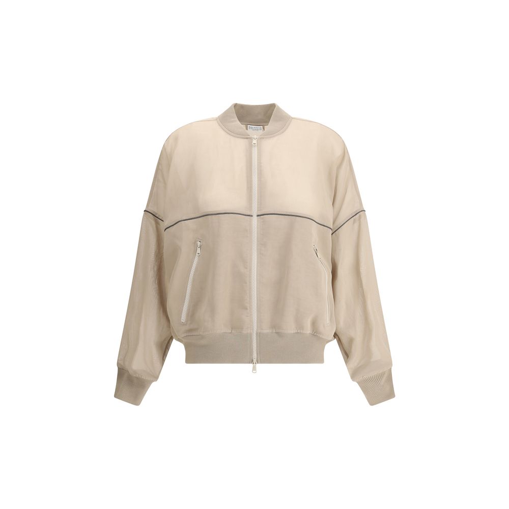 Brunello Cucinelli yarı şeffaf bomber ceket