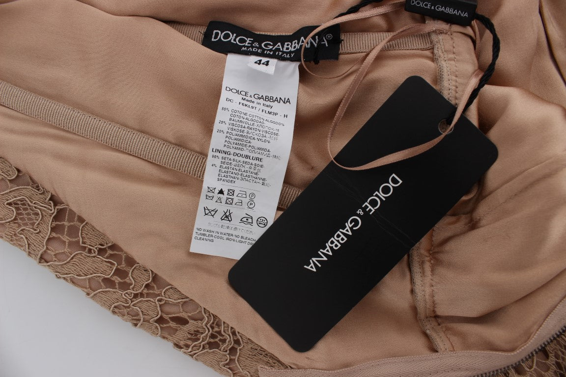 Dolce &amp; Gabbana pink floral lace full-length sheath dress