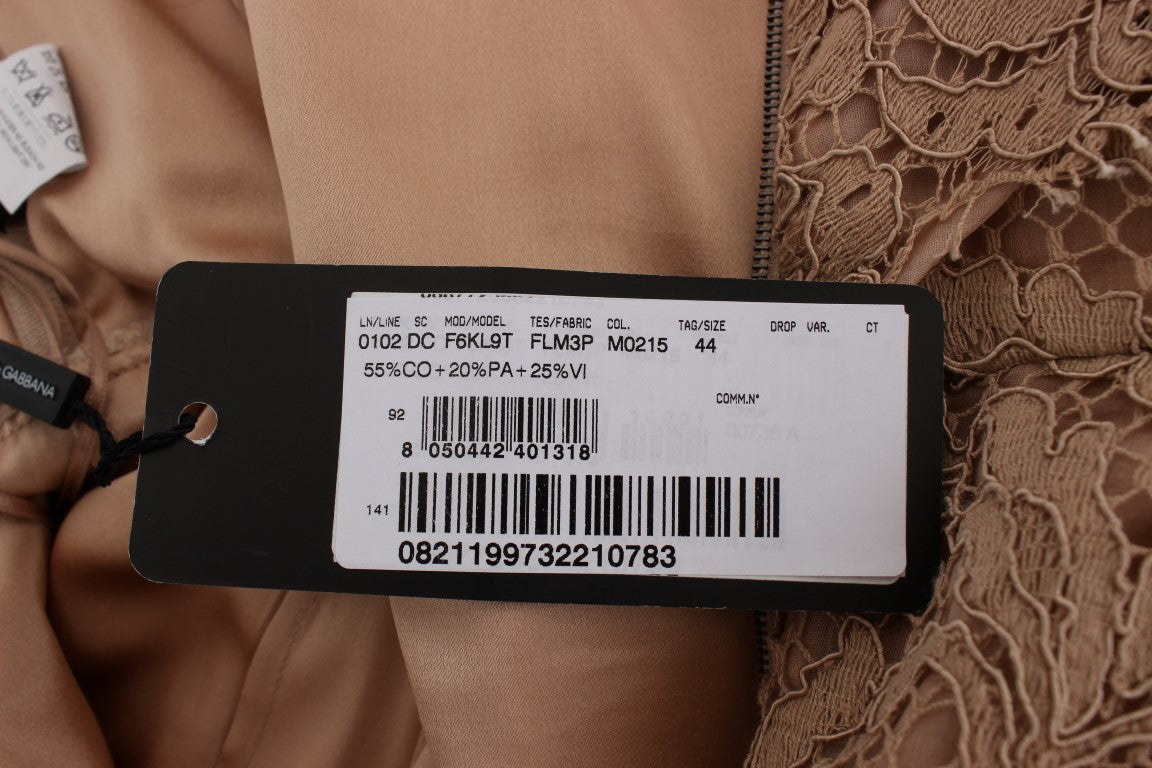 Dolce &amp; Gabbana pink floral lace full-length sheath dress