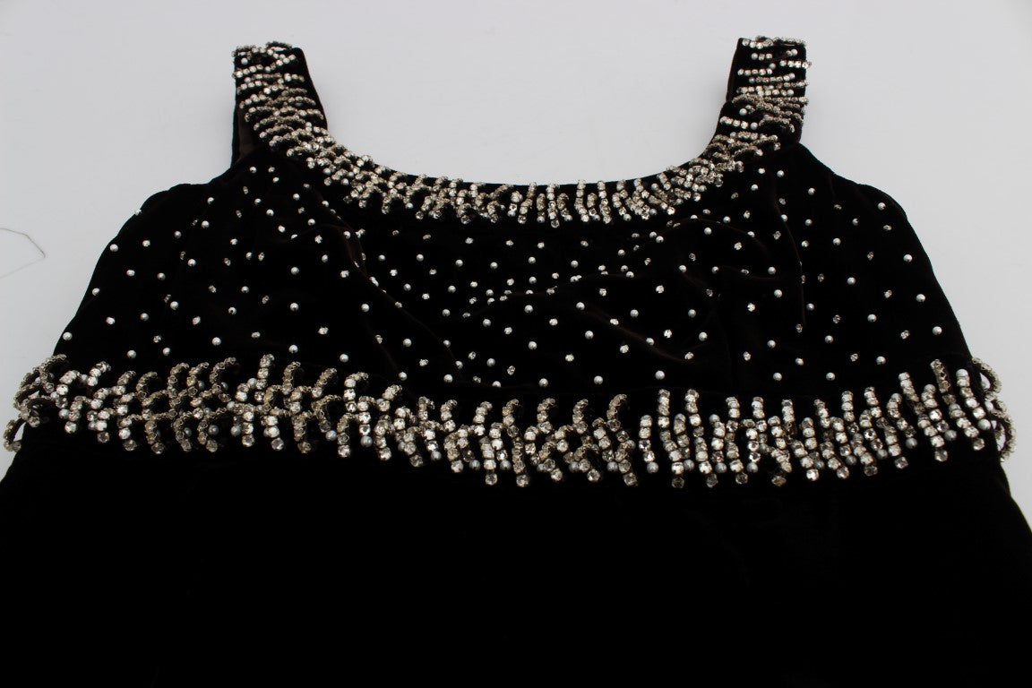 Dolce &amp; Gabbana brown velvet crystal sheath dress
