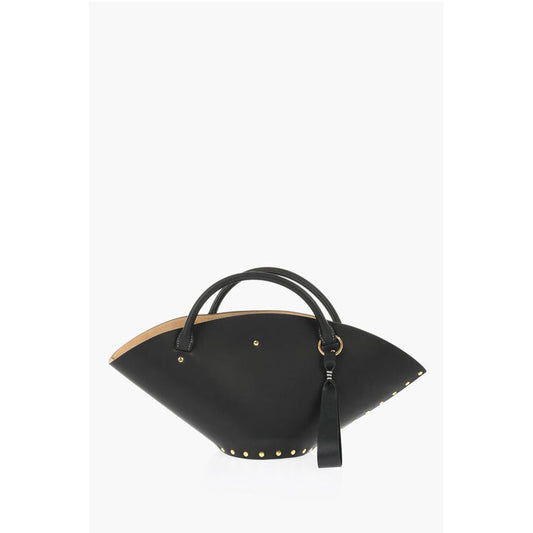 Jil Sander Lederhandtasche mit Nieten in Gold-Optik