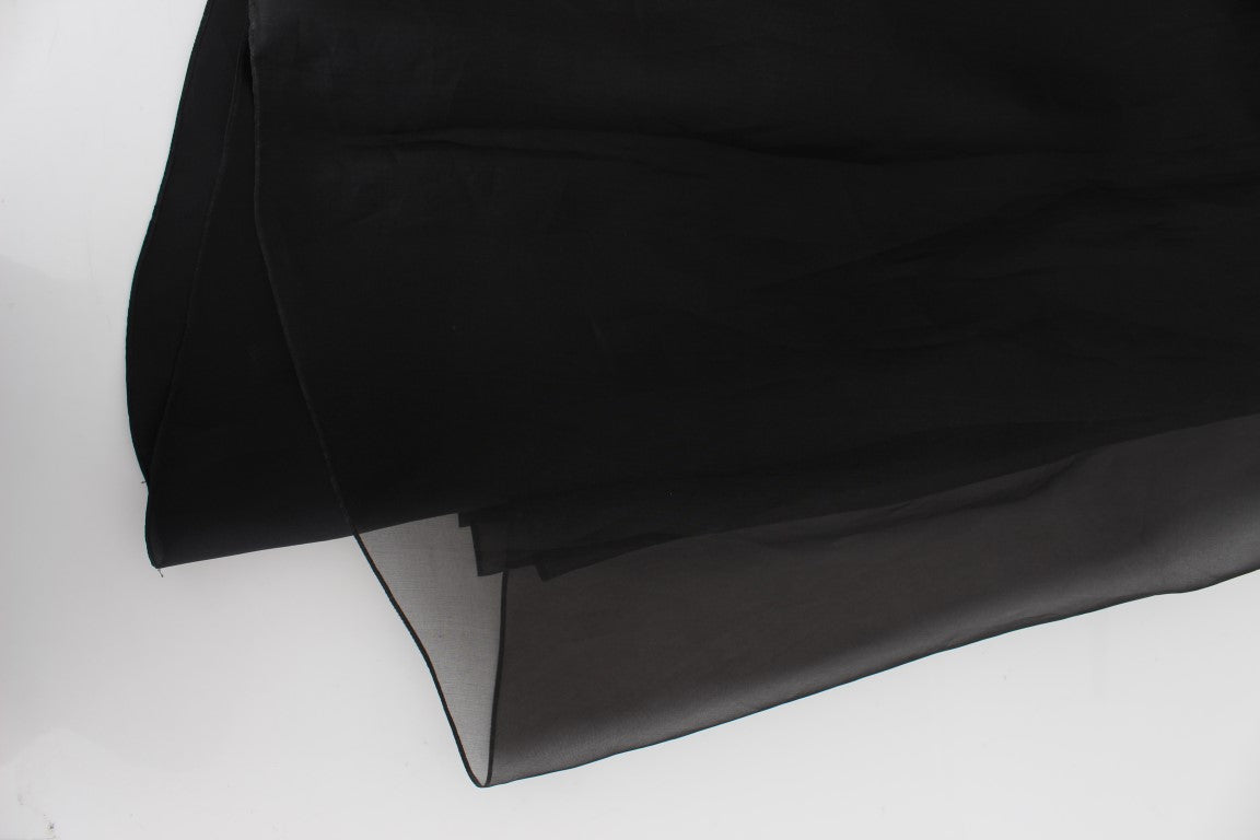 Dolce &amp; Gabbana Black and White Floral Silk Sheath Dress