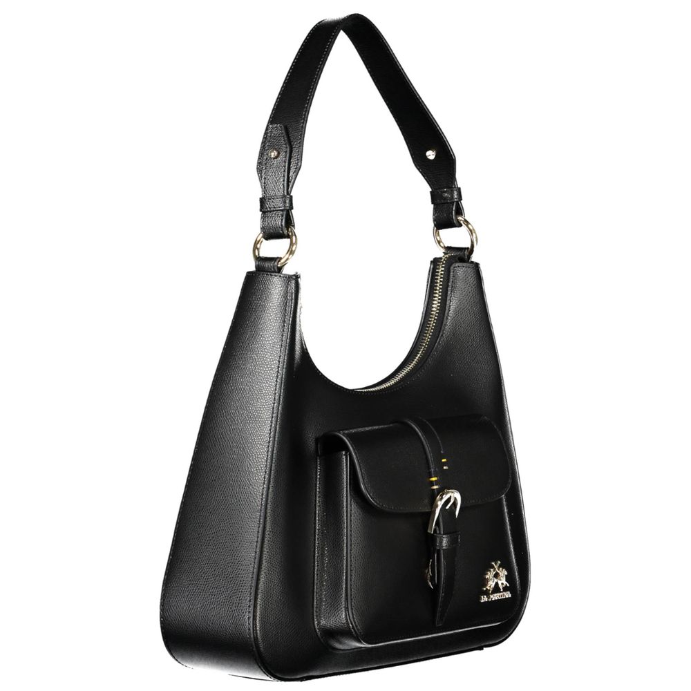 La Martina Schwarzes Leder Frauen Handtasche