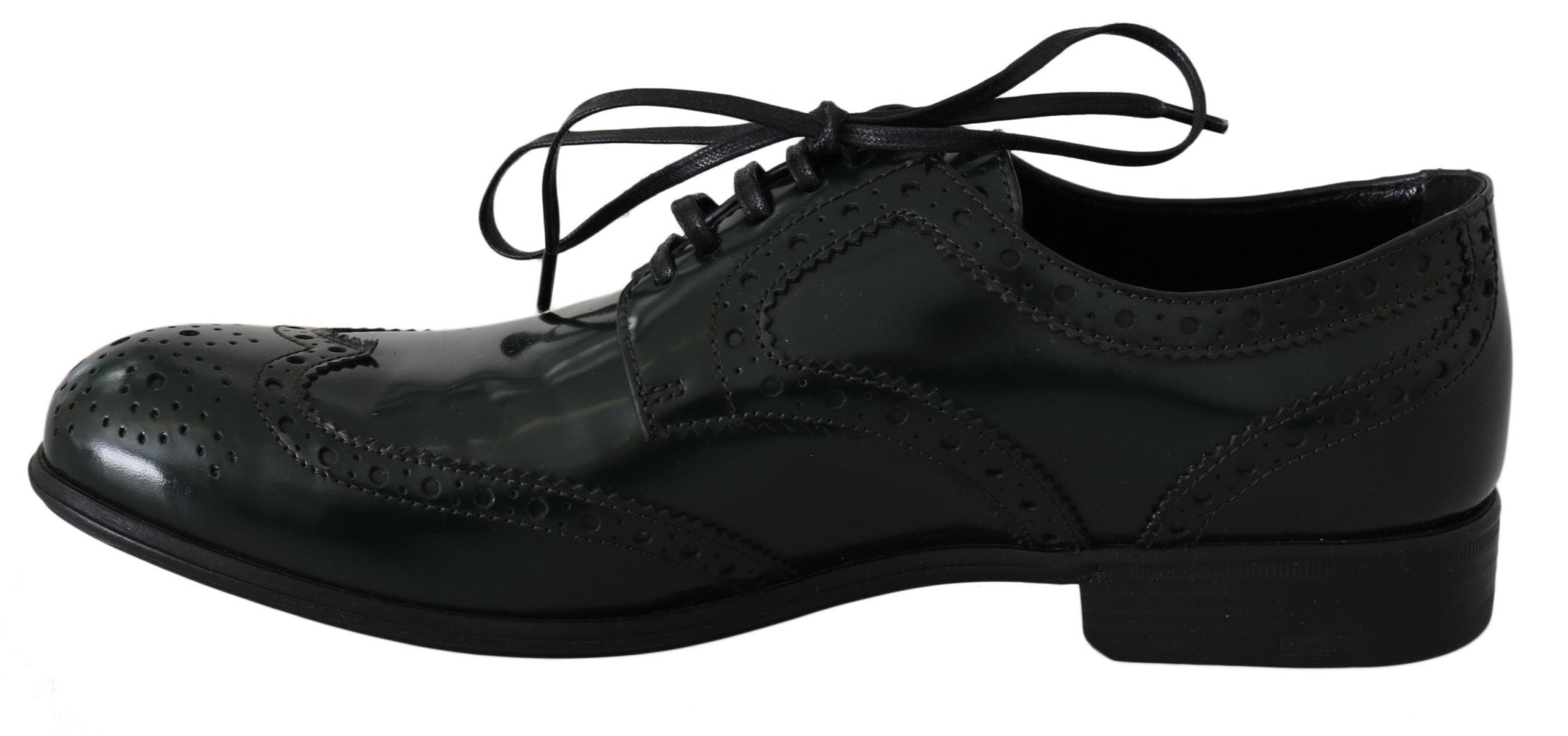 Dolce &amp; Gabbana Green Leather Broque Oxford Wingtip Shoes