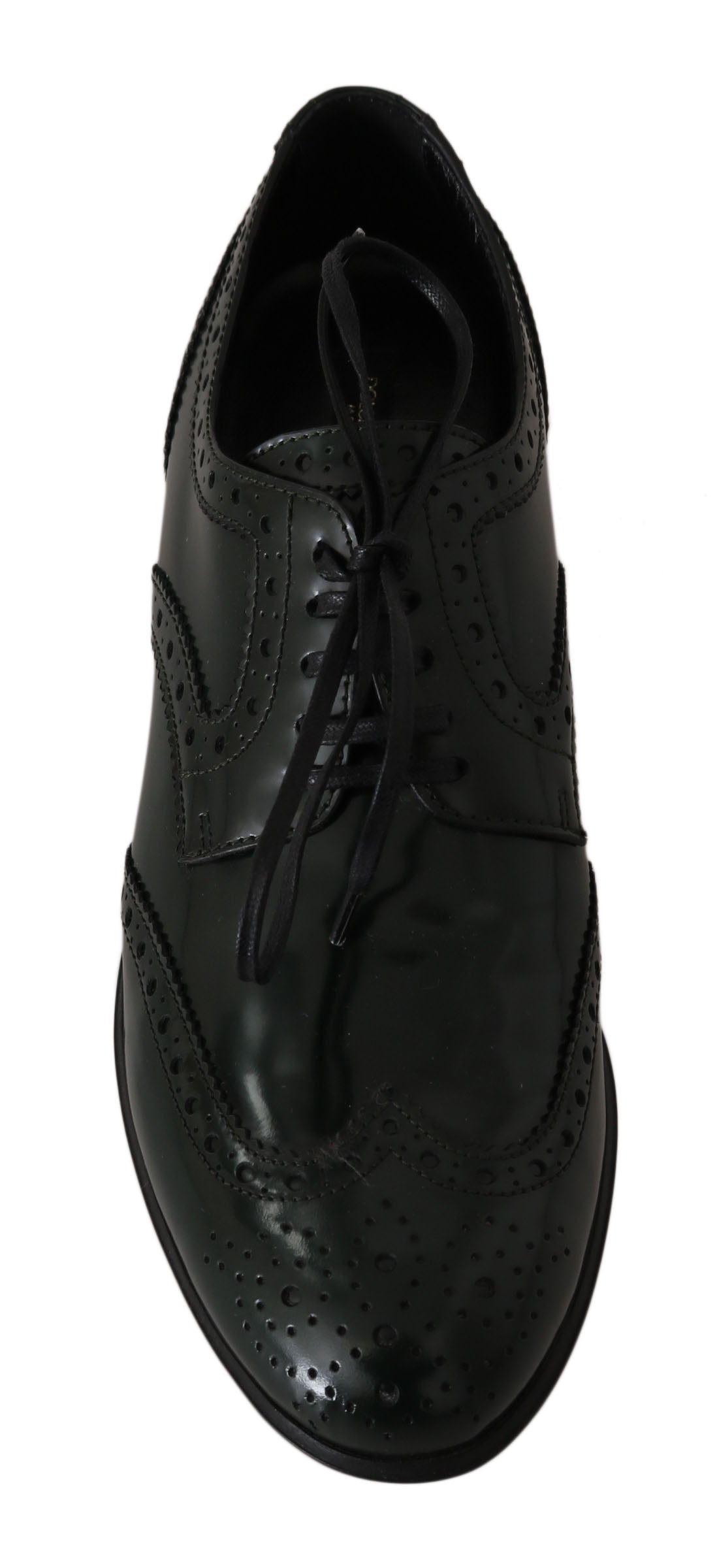 Dolce &amp; Gabbana Green Leather Broque Oxford Wingtip Shoes