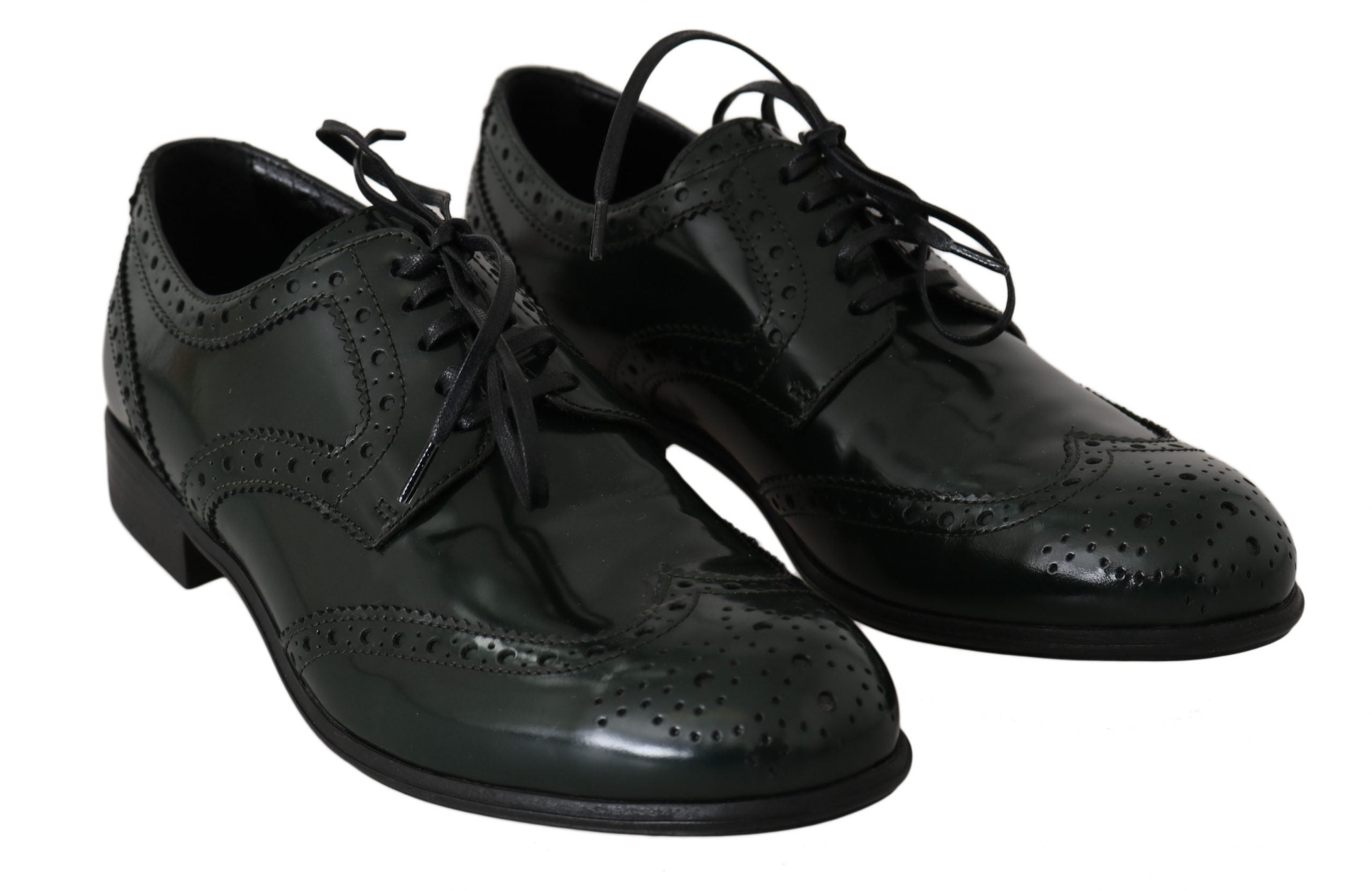 Dolce &amp; Gabbana Green Leather Broque Oxford Wingtip Shoes