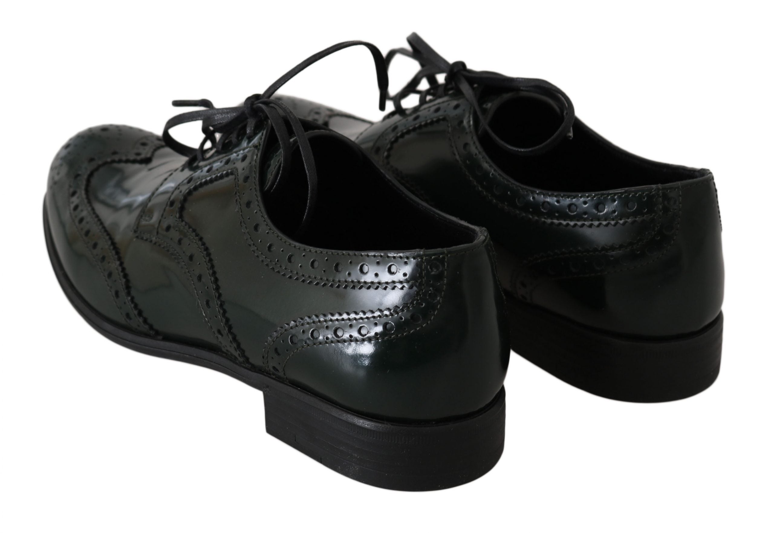 Dolce &amp; Gabbana Green Leather Broque Oxford Wingtip Shoes
