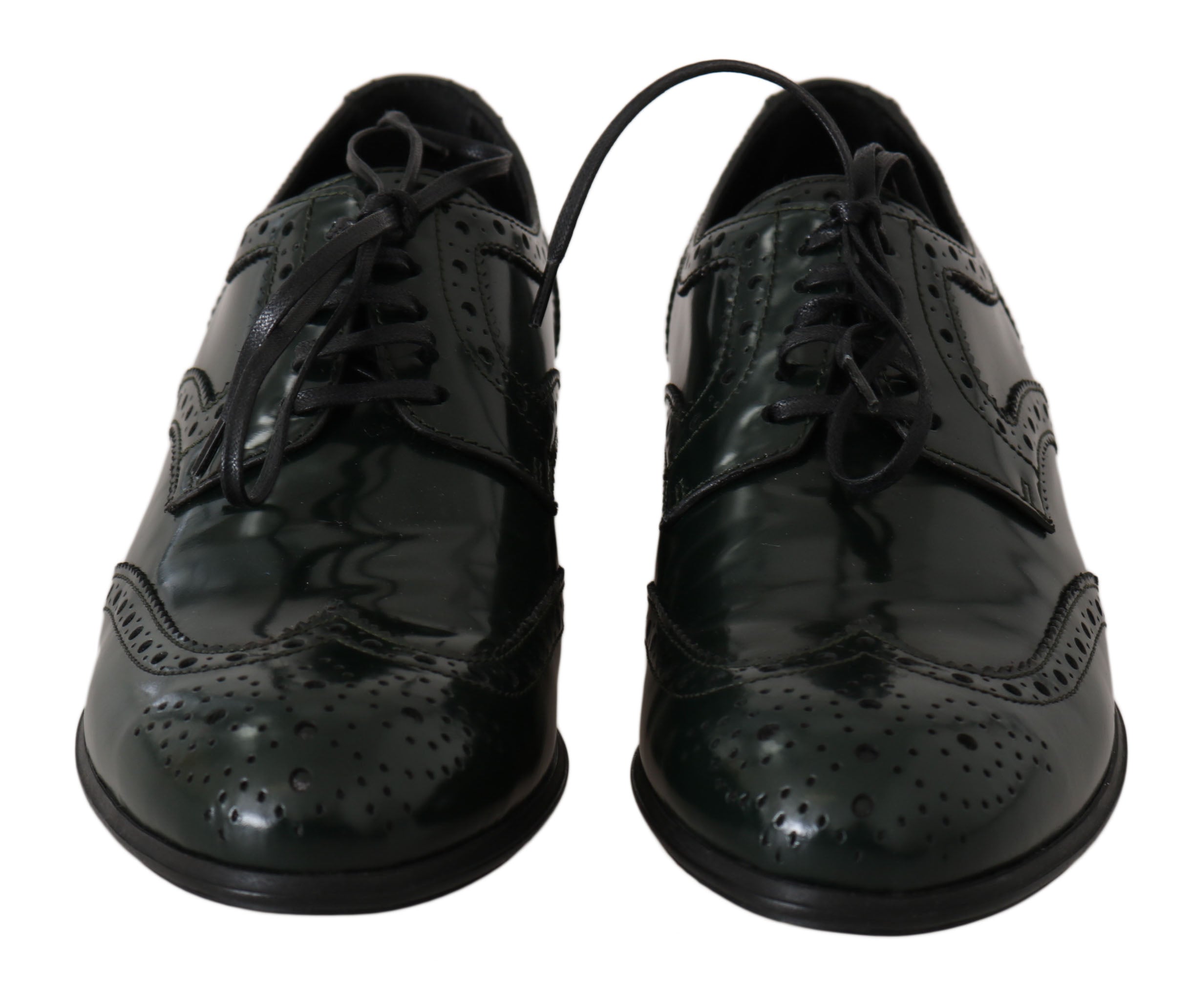Dolce &amp; Gabbana Green Leather Broque Oxford Wingtip Shoes