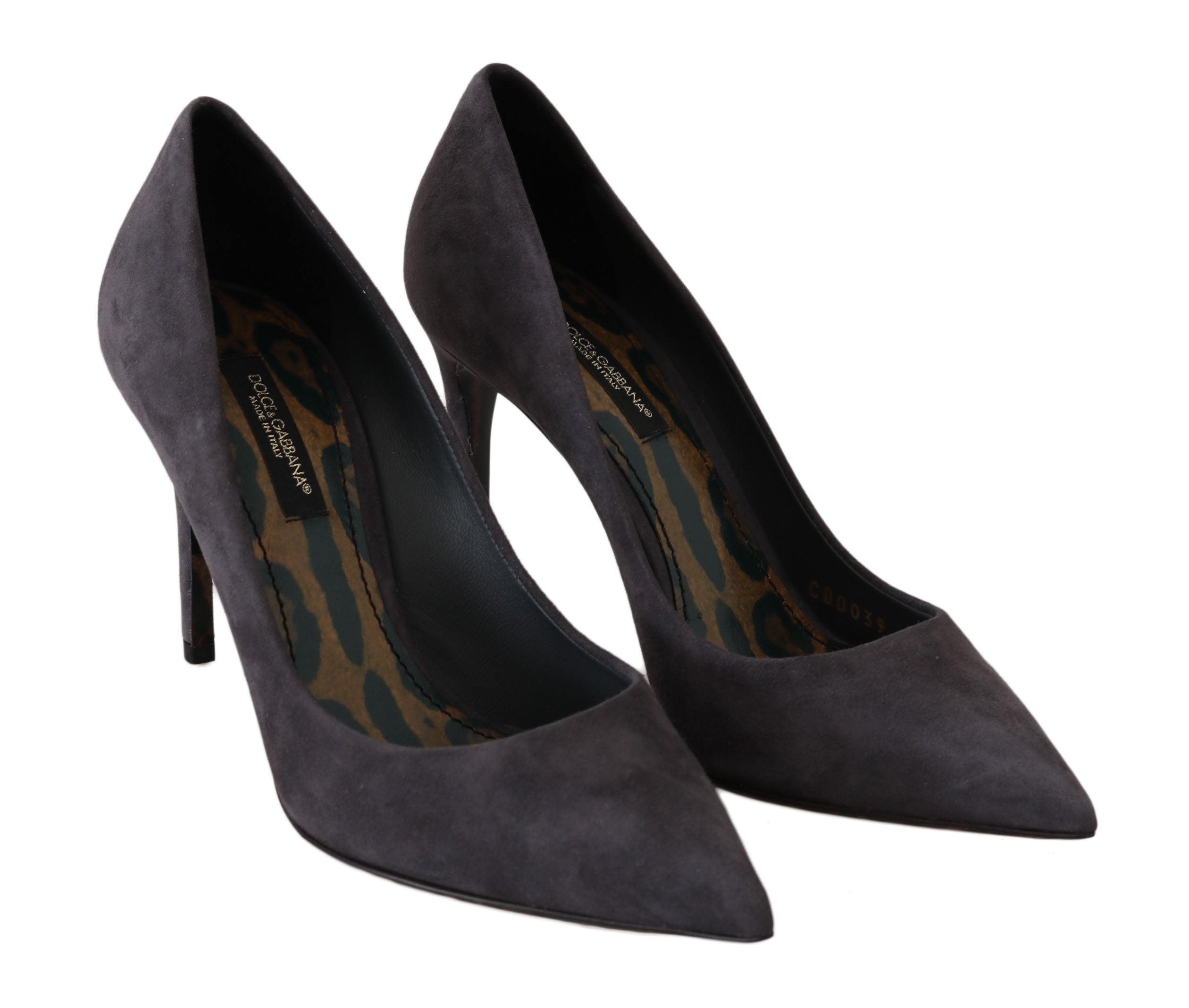 Dolce &amp; Gabbana Grey Suede Leather Stiletto Shoes Heels